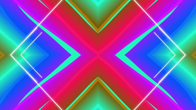 Psychedelic Symmetrical Neon Light Tunnel VJ Loop Animation.