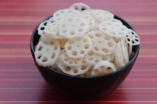 Fresh raw lotus root slices,, cooking ingredient