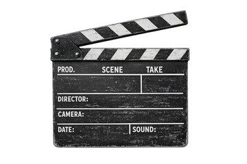 Obraz premium Clapperboard for film production, showing movie making and cinema industry concept, transparent background