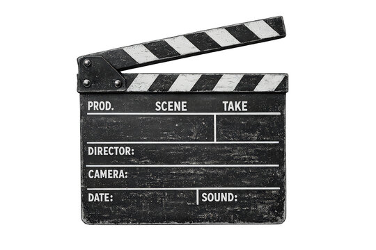 Clapperboard for film production, showing movie making and cinema industry concept, transparent background