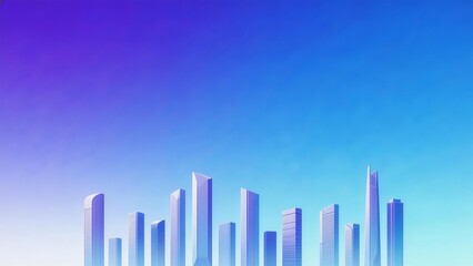 Futuristic city skyline with tall buildings