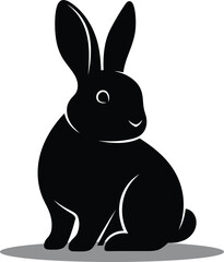 Obraz premium Black silhouette of a rabbit with long ears sitting