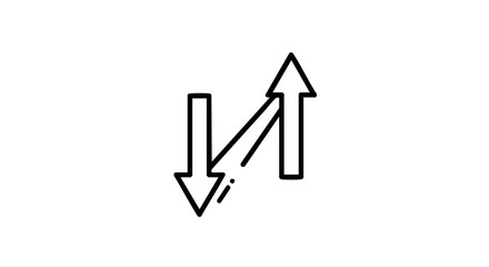 Contrasting arrows symbolizing opposing trends and directions in simple black line art