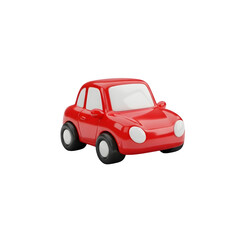 Fototapeta premium A vibrant red toy car with rounded edges and a playful design positioned against a plain background isolated on transparent background