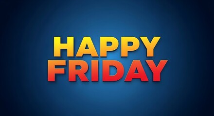 Obraz premium Vibrant happy friday text on dark blue background