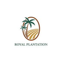 Obraz premium Royal Plantation Tropical Palm Tree Agriculture Logo