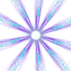 Purple Starburst with Blue Particles on Transparent Background