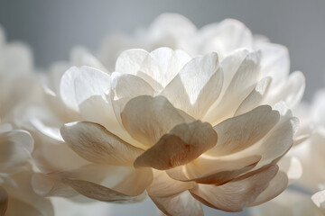 Fototapeta premium 光に包まれた白い花びらの抽象背景｜Soft white petals abstract background