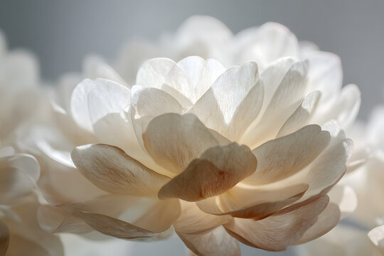 光に包まれた白い花びらの抽象背景｜Soft white petals abstract background