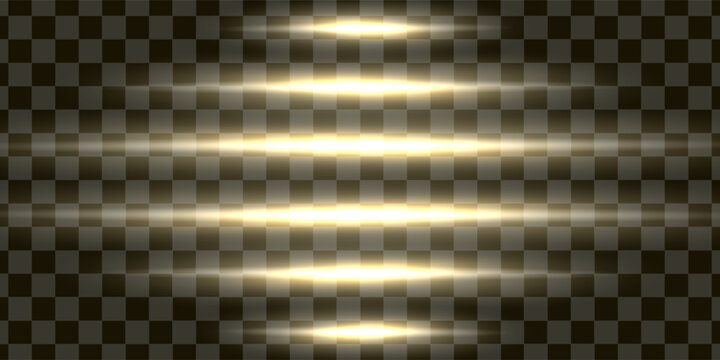 shining light with yellow gold color and horizontal position