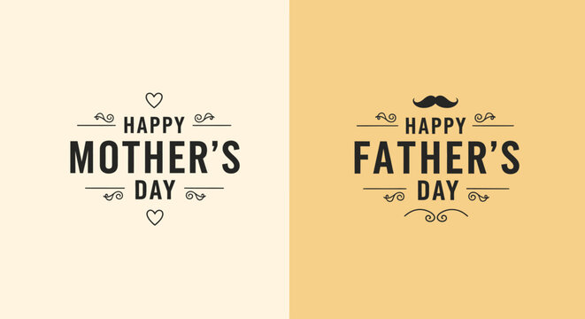 Mother's day vector illustration with happy father's day comparison