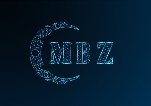 Low poly letter logo MBZ design. MBZ letter logo low poly vector design on blue color gradient background. MBZ logo low poly design