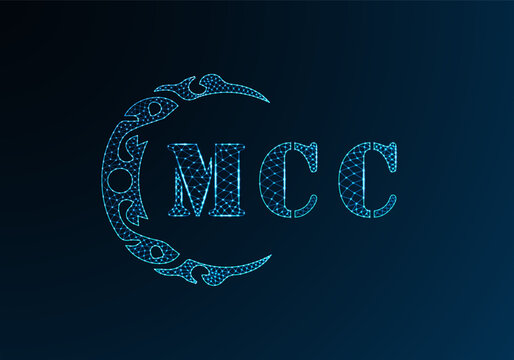 Low poly letter logo MCC design. MCC letter logo low poly vector design on blue color gradient background. MCC logo low poly design