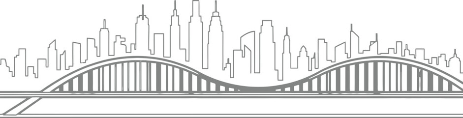 Obraz premium A minimalist line drawing of a city skyline with a bridge.
