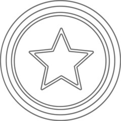 Obraz premium A simple line drawing of a star inside a double circle.