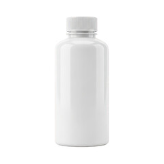 White plastic bottle with screw-on cap isolated on transparent background