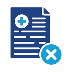 Abstract medical document icon with plus and minus symbols representing health data management or healthcare services