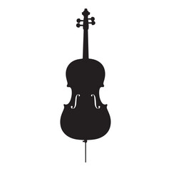 Cello musical instrument icon Silhouette vector black on a white background © 4k Vectors