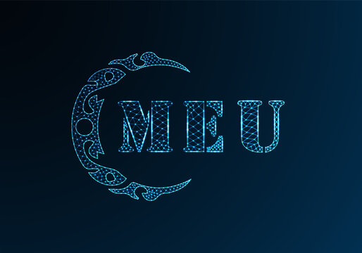 Low poly letter logo MEU design. MEU letter logo low poly vector design on blue color gradient background. MEU logo low poly design