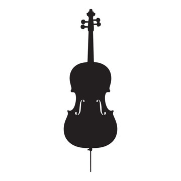 Cello musical instrument icon Silhouette vector black on a white background
