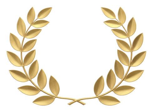Golden laurel wreath isolated on transparent background