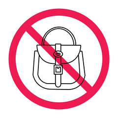 No bag sign, forbidden sign with bag icon, vector illustration