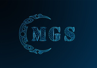 Low poly letter logo MGS design. MGS letter logo low poly vector design on blue color gradient background. MGS logo low poly design