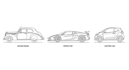 Three different types of car illustrations side by side. © Ahmad