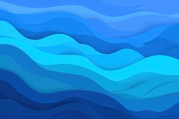 Fototapeta premium Abstract Wavy Layers in Shades of Blue and Cyan with Soft Shadows Creating Depth and Texture on a Seamless Background for Wallpaper or Design Element