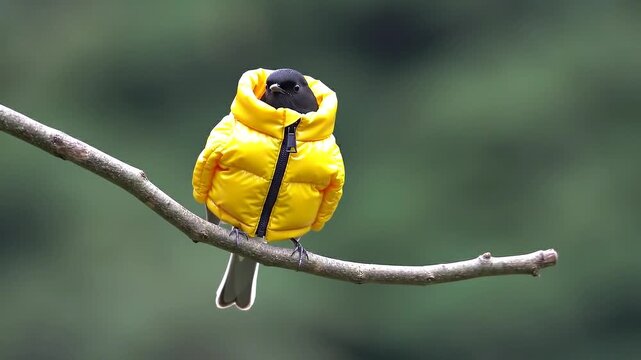 Yellow Bird Sitting on a Branch.