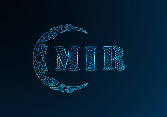 Low poly letter logo MIR design. MIR letter logo low poly vector design on blue color gradient background. MIR logo low poly design