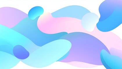 Abstract design with flowing, gradient-filled shapes in pastel hues against white