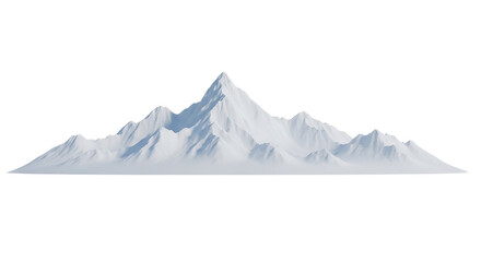 Fototapeta premium Snowy mountain range with rugged peaks isolated on white background