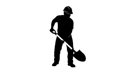 Man Digging with Shovel Silhouette. © vina