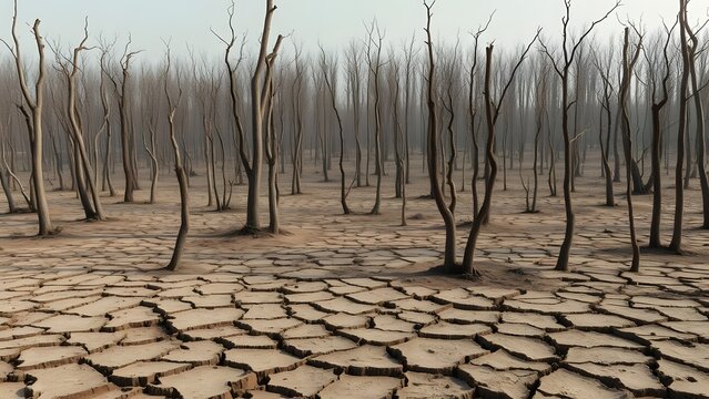 The devastating impact of severe drought on agricultural lands and young fruit tree plantation