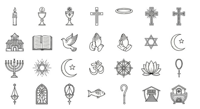 Religious symbols from various faiths icons.