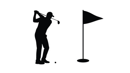 Golfer swings at the hole showcasing a striking black silhouette © Hiron