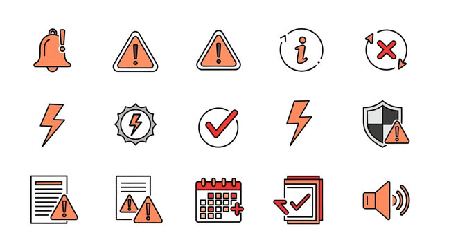 Warning signs and symbols icons.