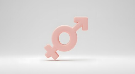 Threedimensional pink gender symbol combining male and female signs beautifully representing equality and diversity in society