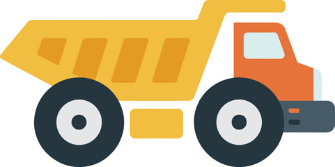 Colorful dump truck icon illustration, flat vector construction vehicle, heavy machinery transport graphic, industrial work equipment symbol isolated on white © MstMonowara