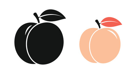 Two peaches one black and one peach colored depicted as a silhouette © Lhvect02