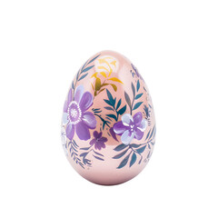Fototapeta premium pastel easter egg with floral painting isolated on pure white background 