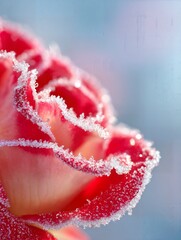 Red rose with frost on it