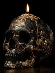 Skull with a candle in the middle of it