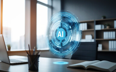 AI Hologram Display in Modern Office