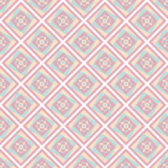 A repeating diamond pattern arranged in multiple overlapping layers. Many of the diamonds feature a four-petal floral motif at the center, evenly distributed across the entire surface. The overall col