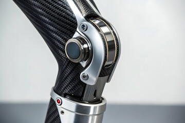 close up of a high tech bionic knee join