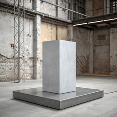 Modern Concrete Podium with Industrial Background Texture.