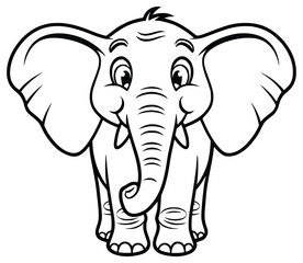 Fototapeta premium Joyful Elephant Cartoon: A delightful, animated elephant character exudes charm and playfulness. The intricate details of the design capture the essence of this lovable creature