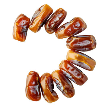premium dates arranged in crescent shape isolated on pure white background 